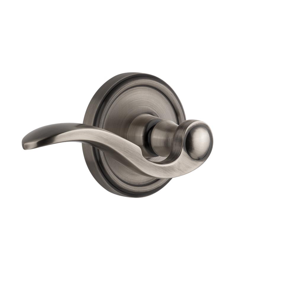 Grandeur by Nostalgic Warehouse GEOBEL Privacy Right Handed Knob - Georgetown Rosette with Bellagio Lever in Antique Pewter